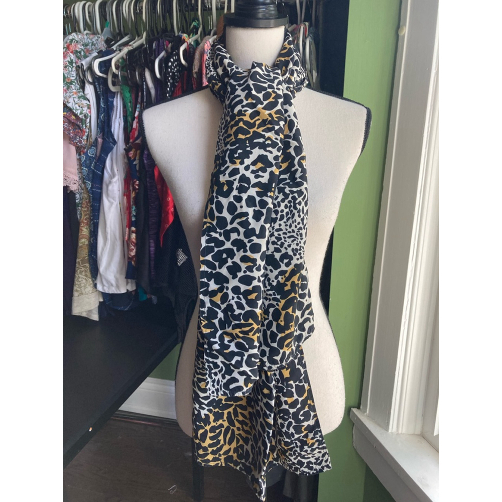 Women's Unbranded Scarf One Size Black Gold Leopard Print